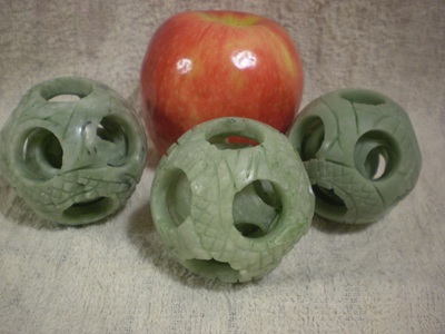 Nested carved spheres, serpentine.